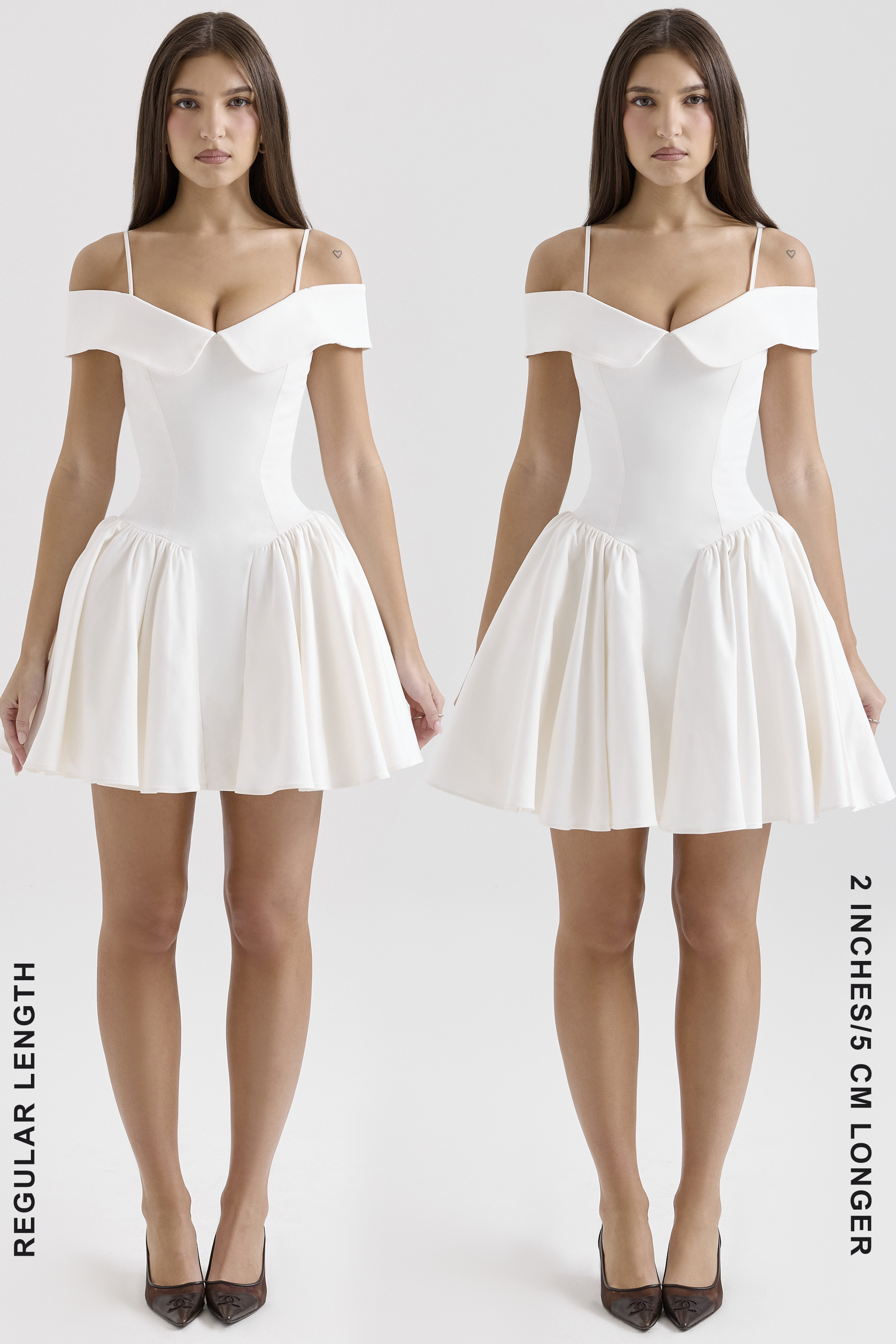 Elida White Twill Off Shoulder Mini Dress - luluinthesky
