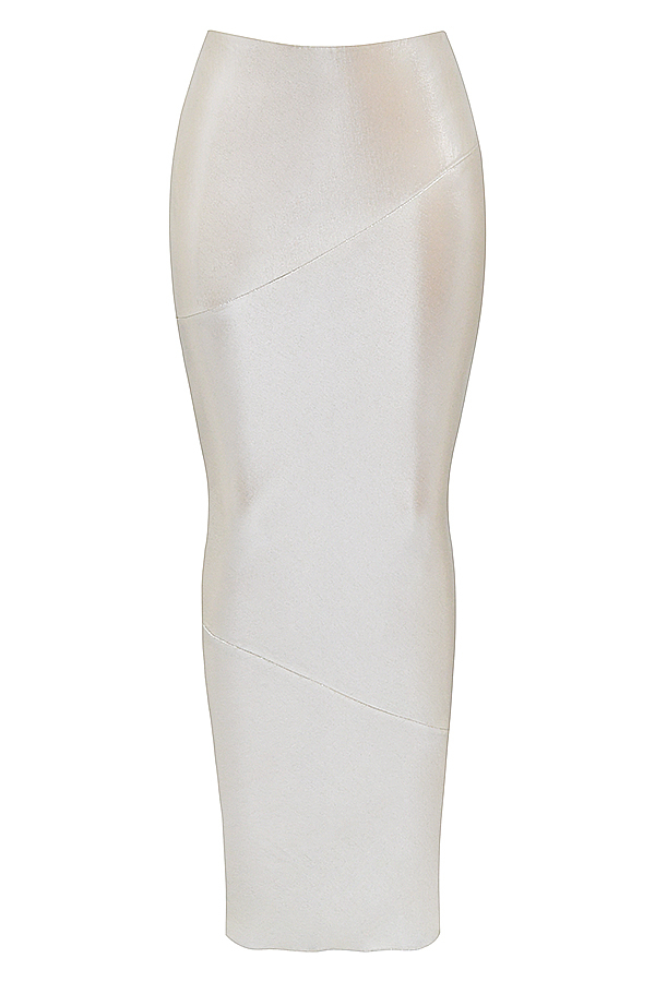 Colette Shimmer Champagne Midi Skirt - luluinthesky