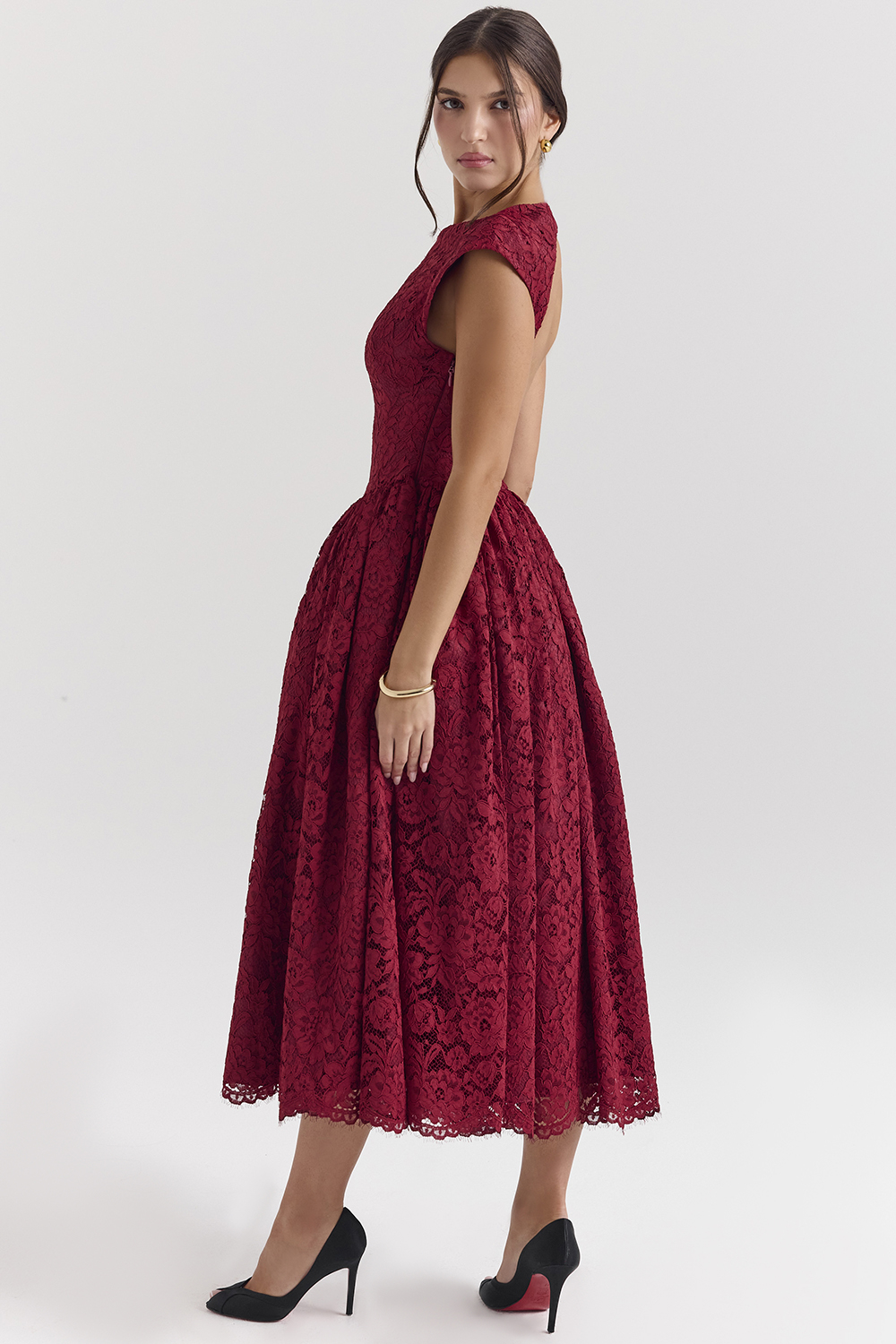 Debutante Berry Lace Backless Midi Dress - luluinthesky