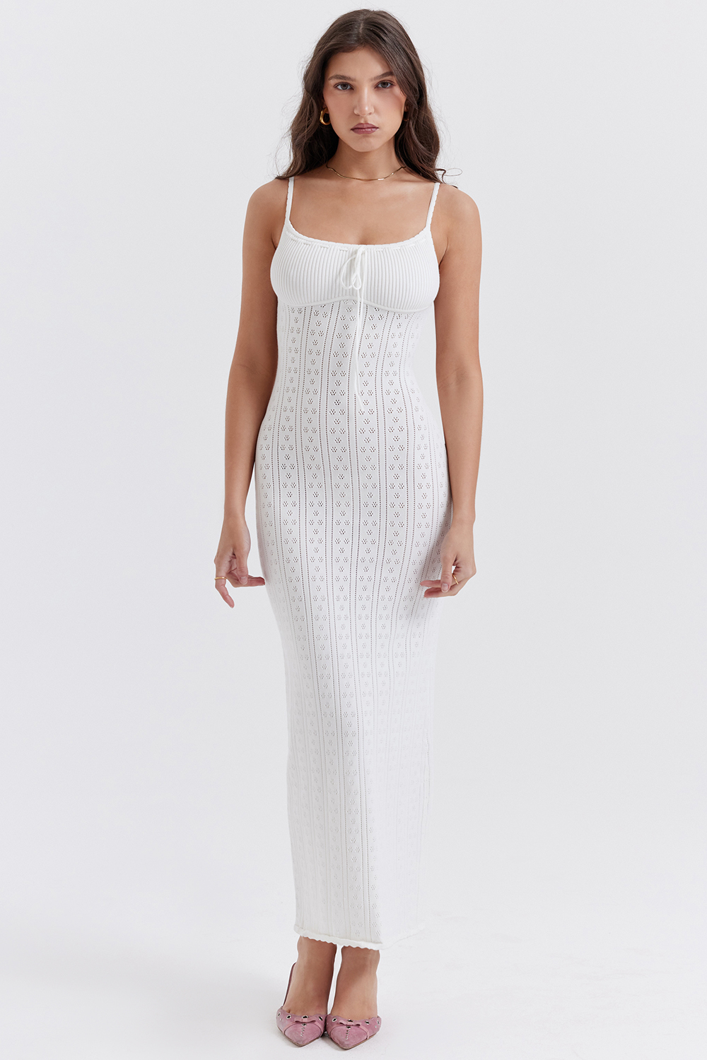 Myla White Knit Maxi Dress - luluinthesky