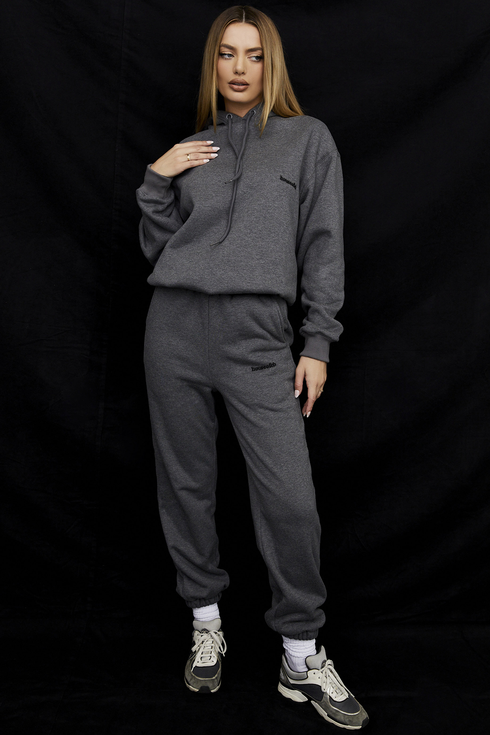 Halo Dark Grey Cotton Fleece-Back Oversized Hoodie - luluinthesky