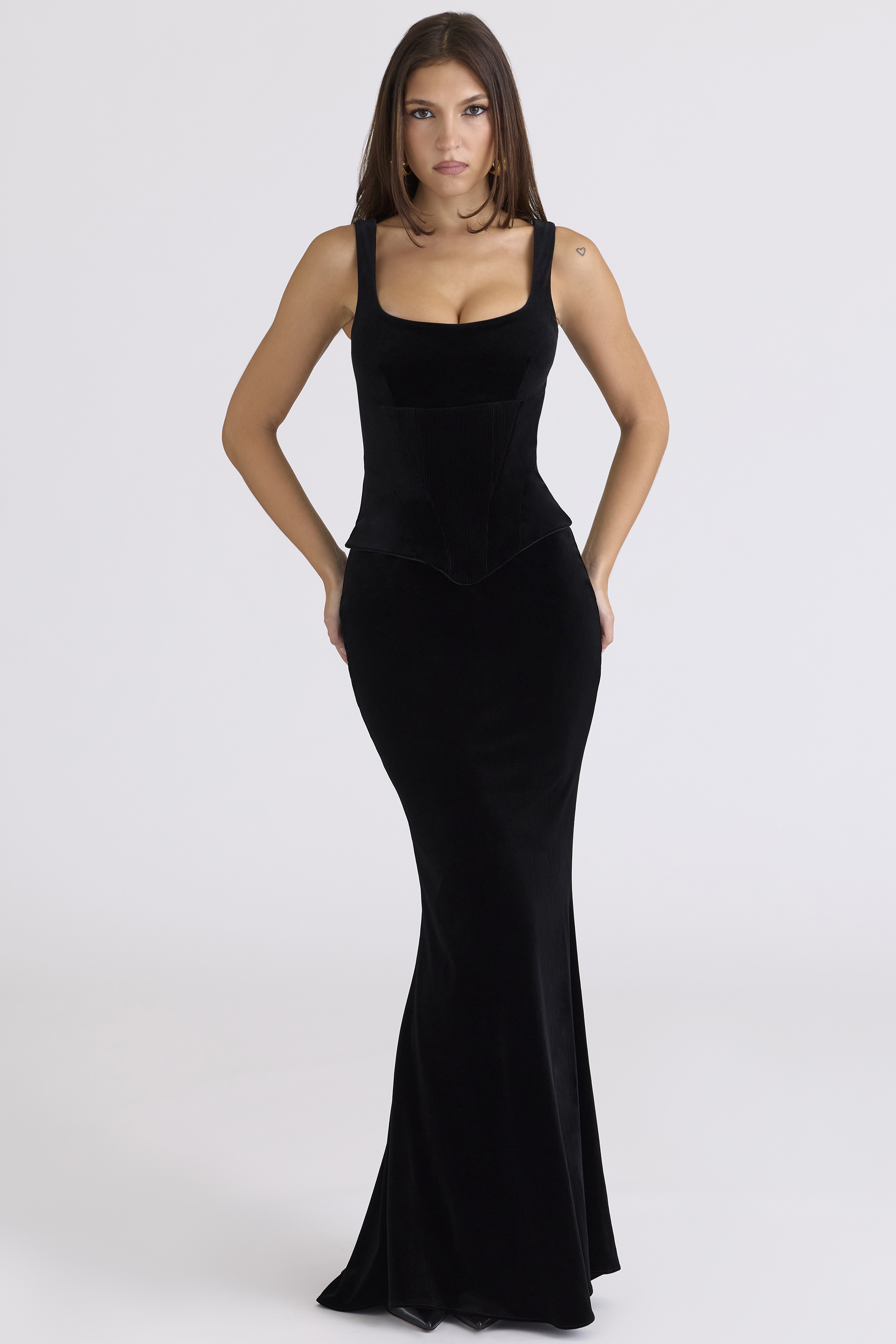 Yasmina Black Velvet Hourglass Maxi Dress - Limited Edition - luluinthesky