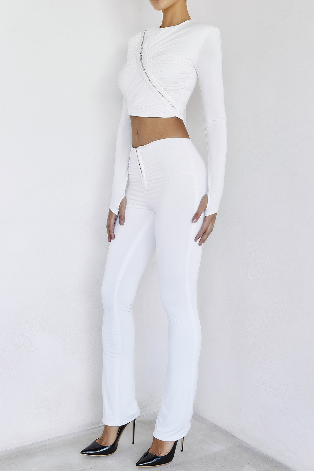 ElementalMistress Rocks  White Jersey Gathered Trousers - SALE - luluinthesky
