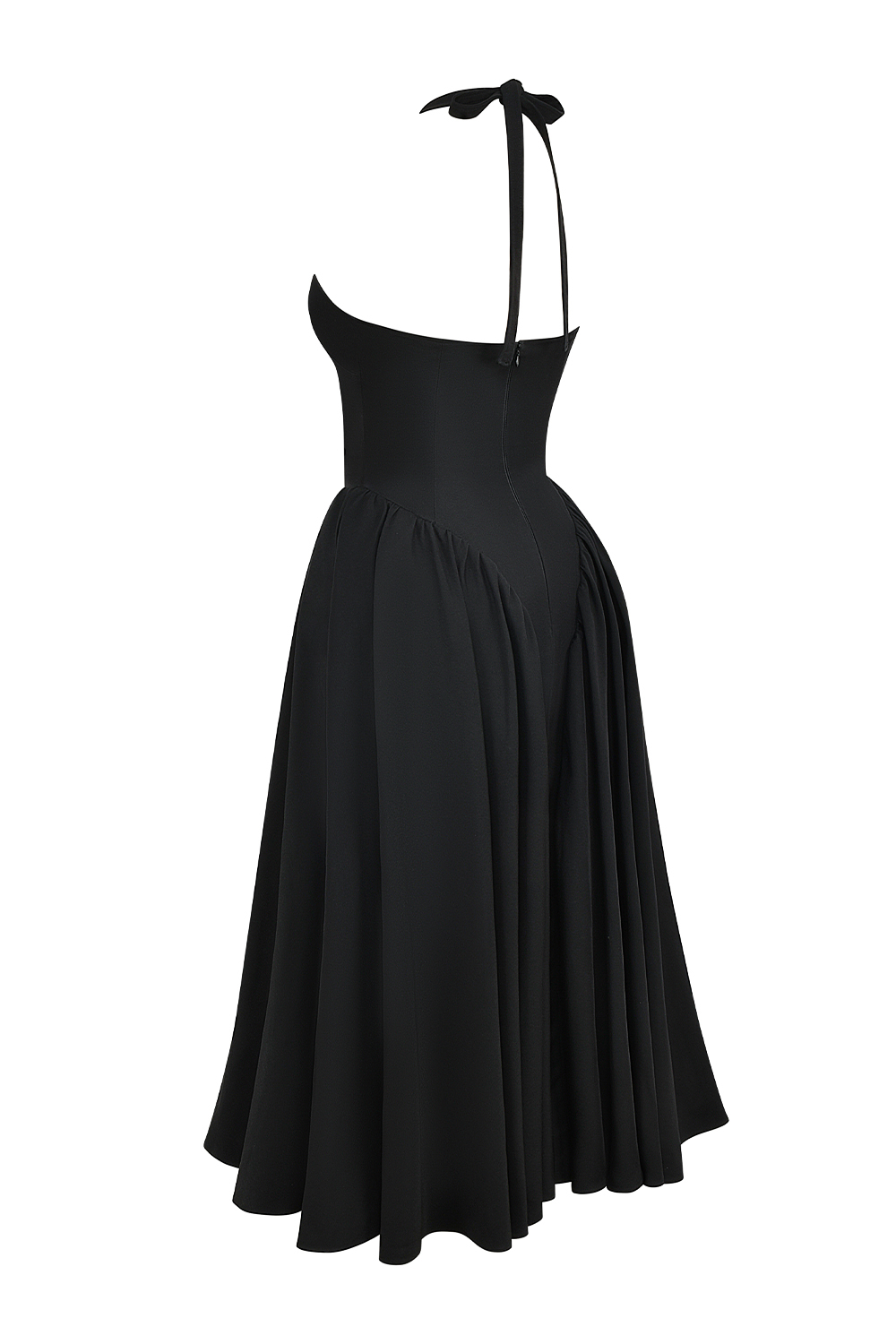 Marilyn Black Twill Halter Midi Dress - luluinthesky
