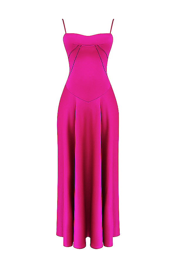 Anabella Fuchsia Lace Up Maxi Dress - luluinthesky