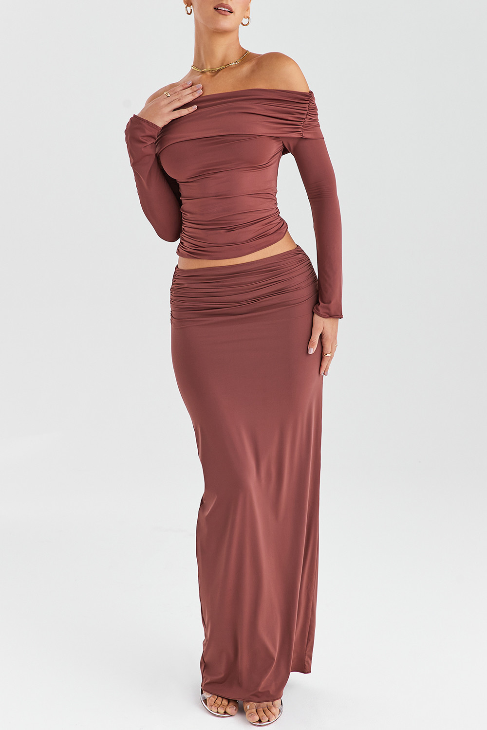 Mistress Rocks Coffee Gathered Maxi Skirt - SALE - luluinthesky