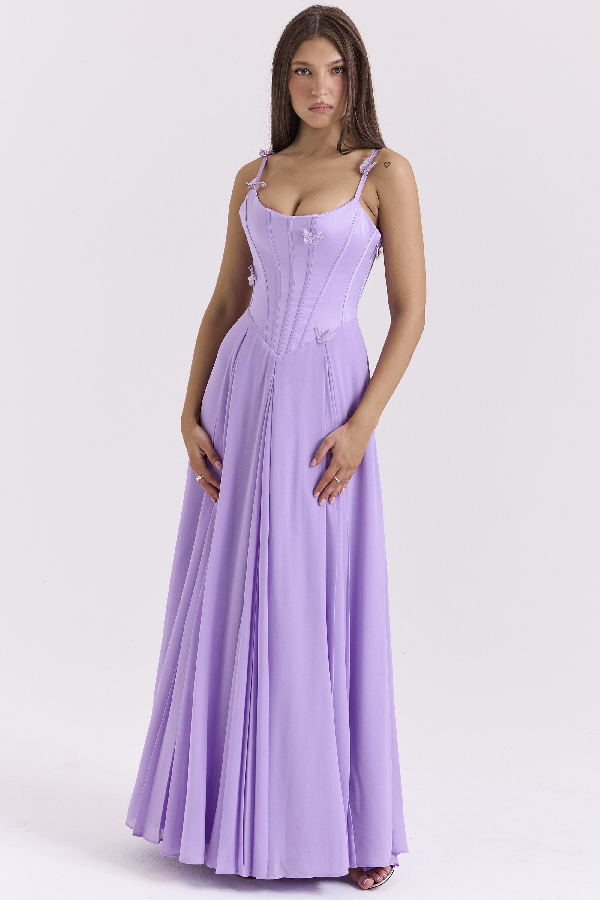 Pascha Orchid Butterfly Corset Maxi Dress - luluinthesky