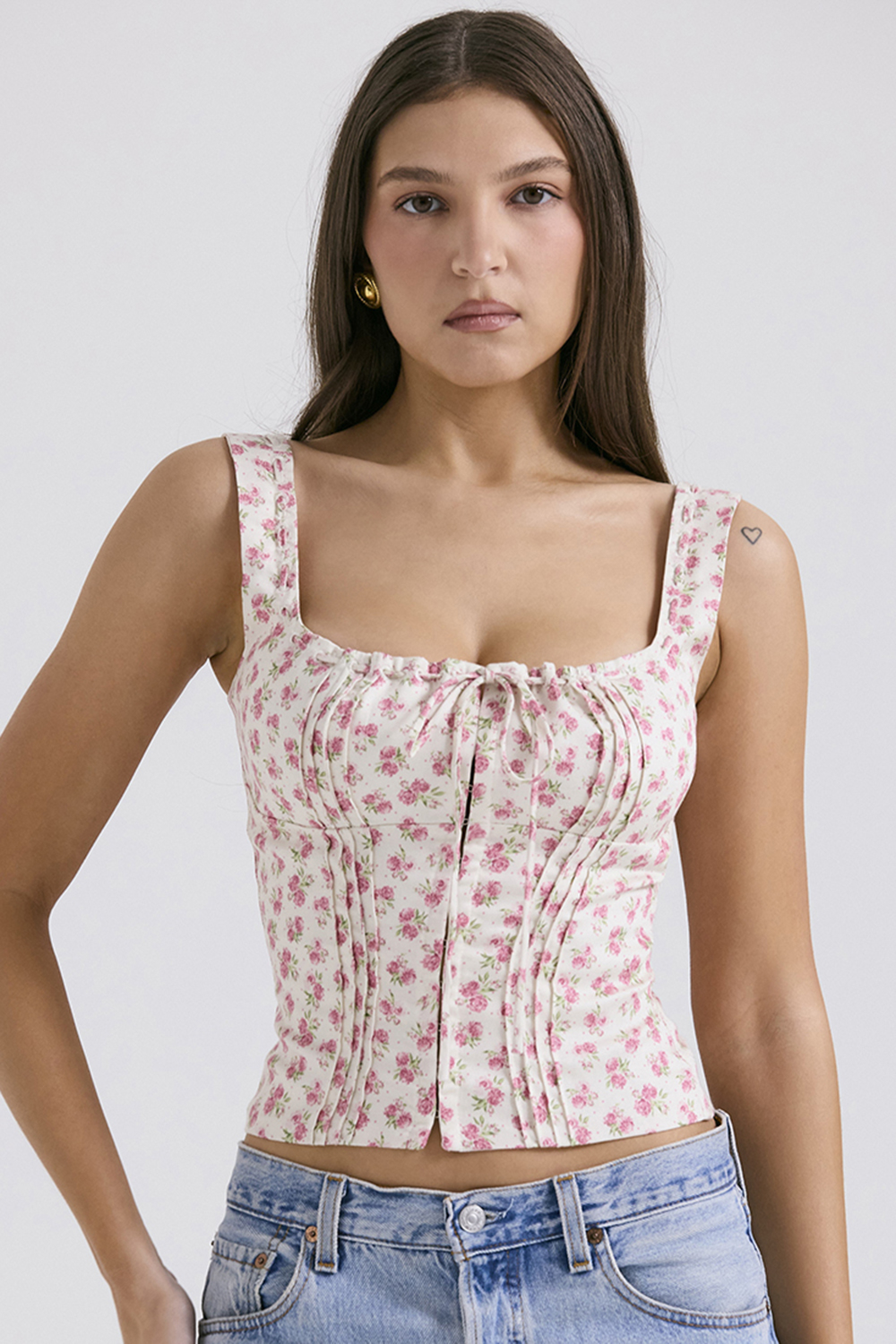 Chicca White Rosebud Print Top - luluinthesky
