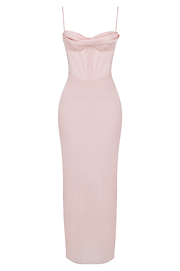 Charmaine Blush Pink Corset Maxi Dress - luluinthesky
