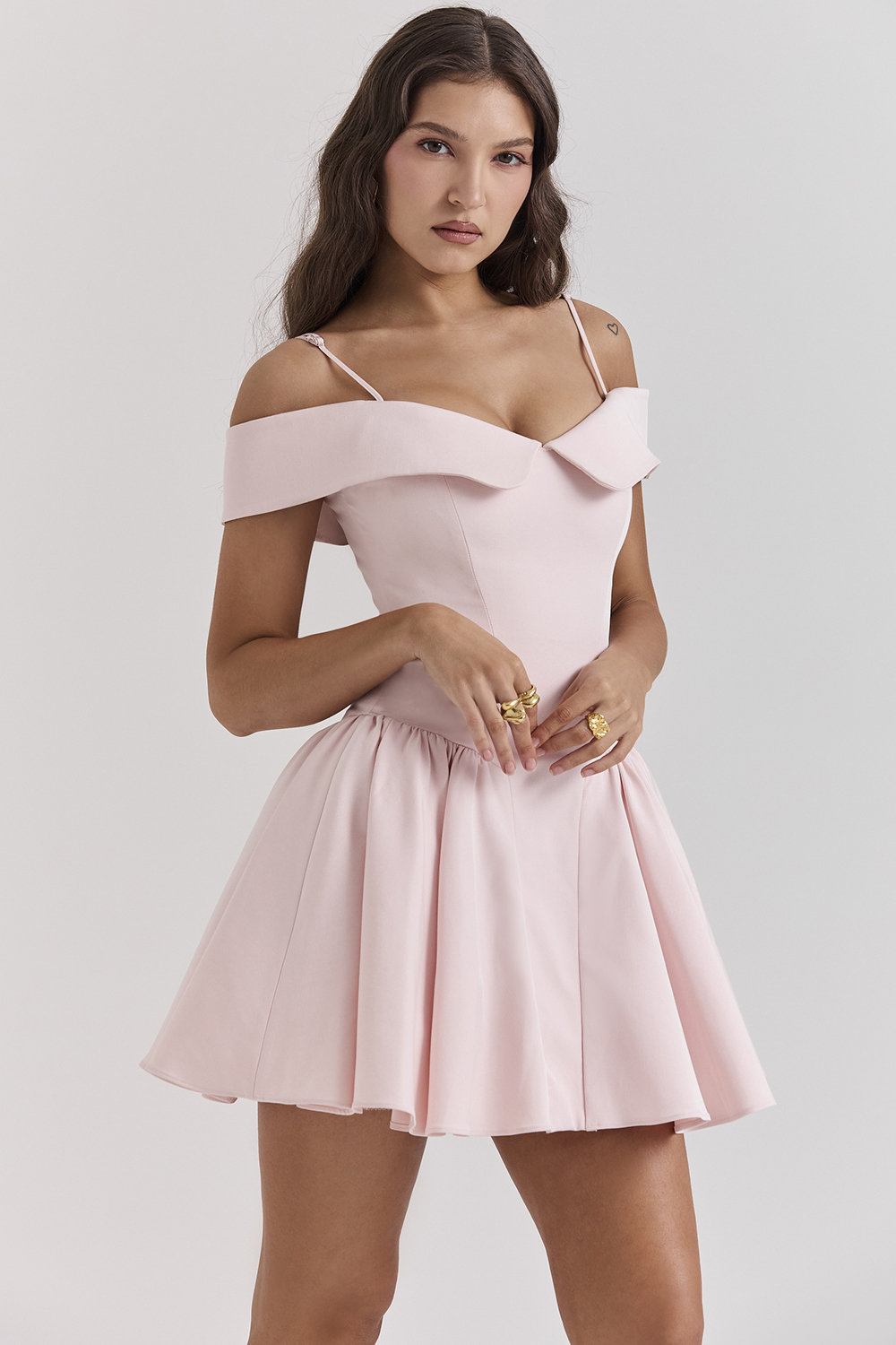 Elida Ballerina Pink Off Shoulder Mini Dress - luluinthesky