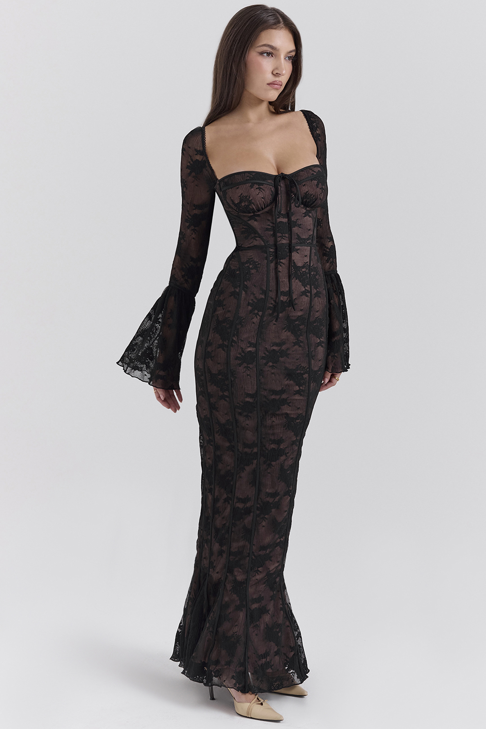 Delilah Black Long Sleeve Lace Maxi Dress - luluinthesky