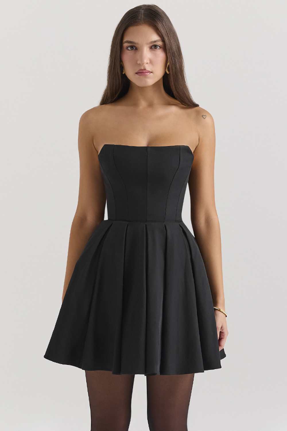 Emmanuela Black Strapless Detachable Bow Mini Dress - luluinthesky
