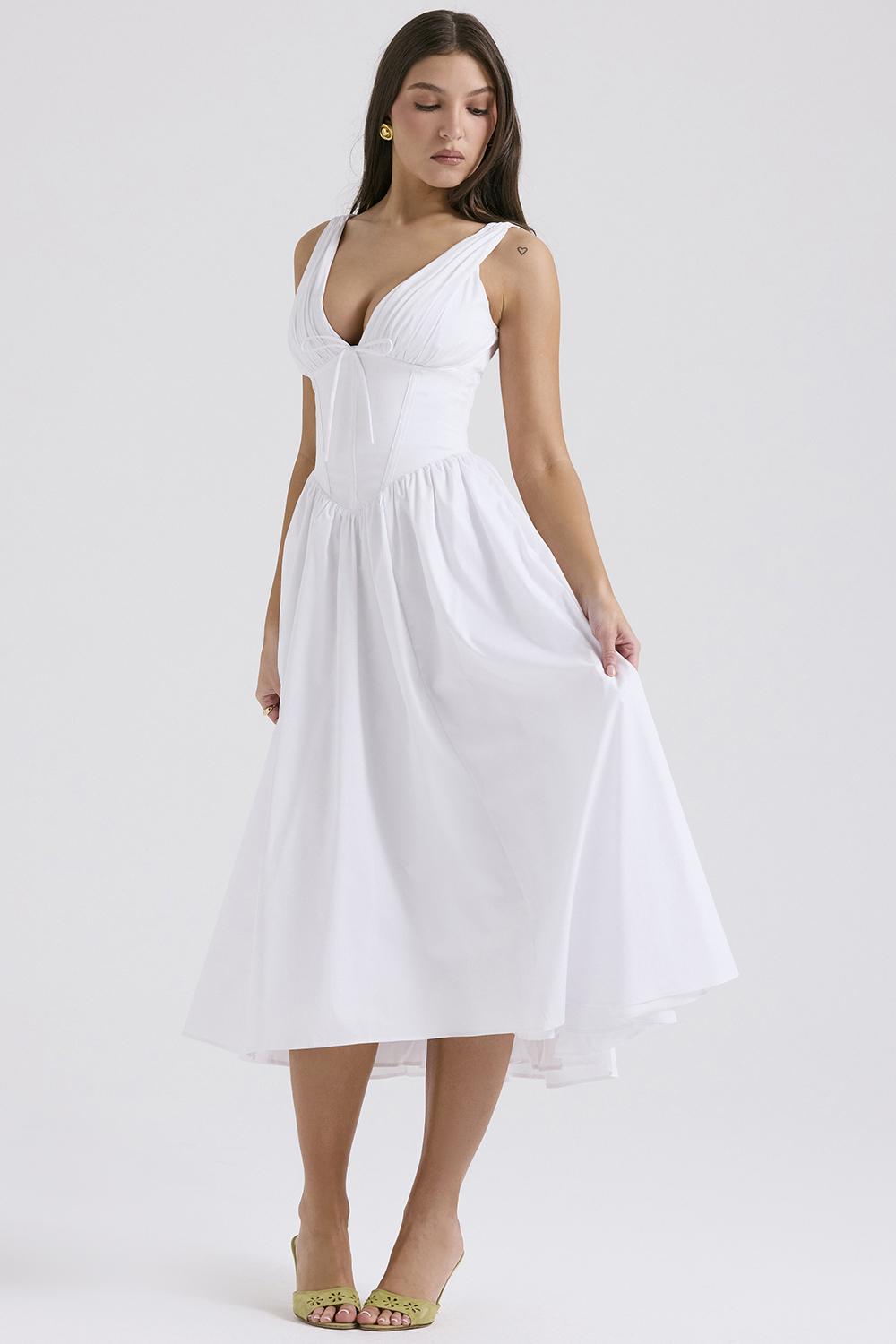 Emmelina White Cotton Corset Sundress - luluinthesky