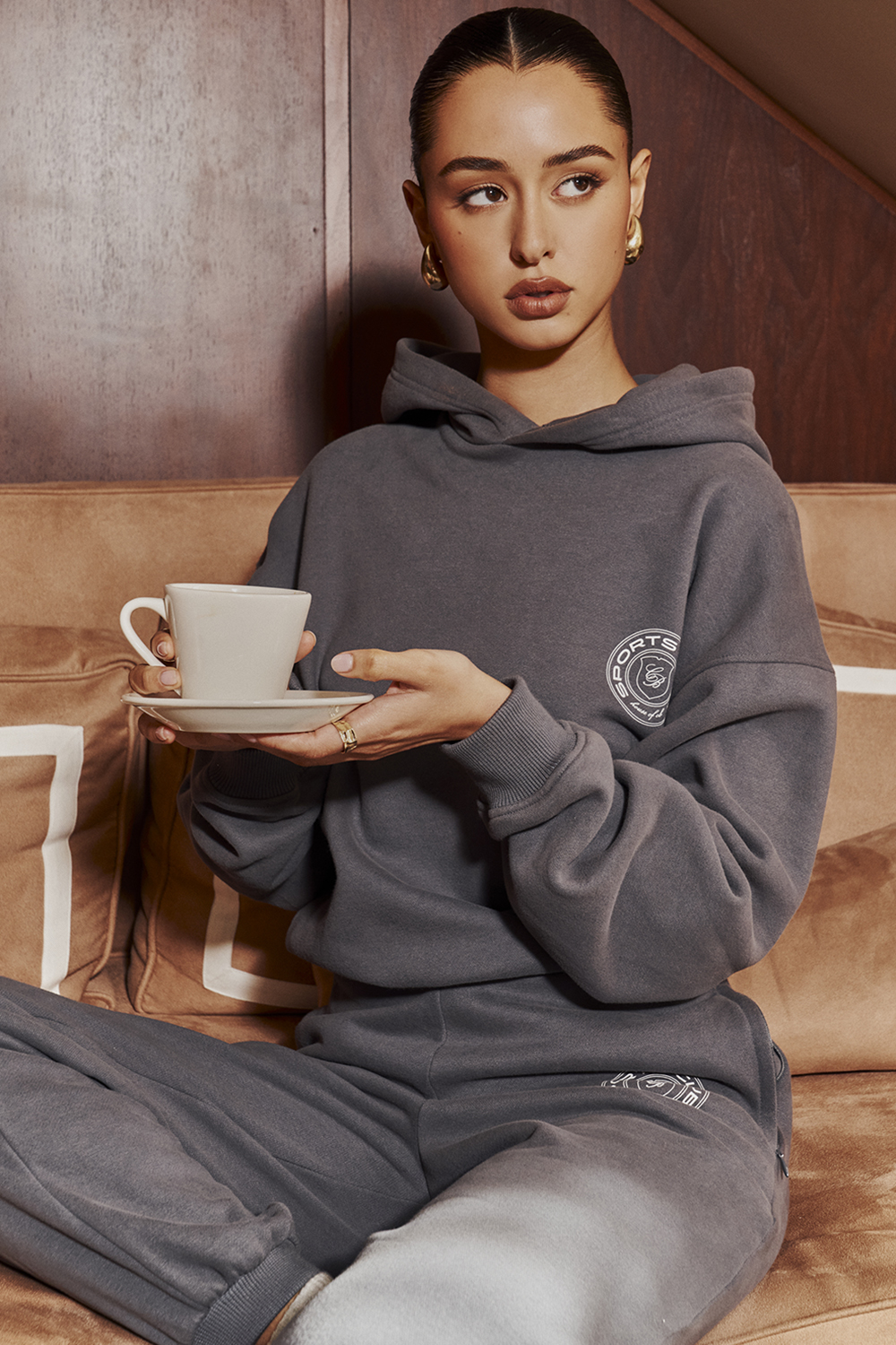 Muse Slate Cotton Fleece-Back Hoodie - luluinthesky