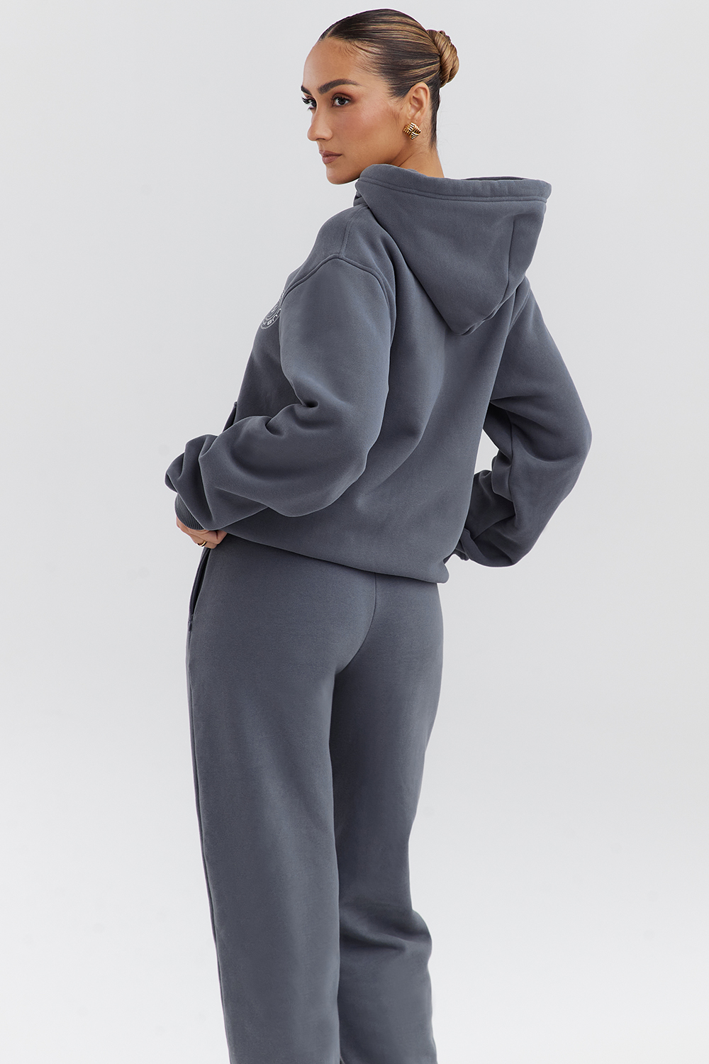 Muse Slate Cotton Fleece-Back Hoodie - luluinthesky