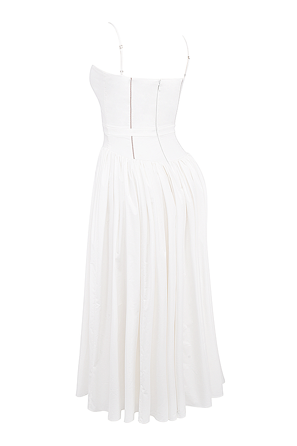 Ysabella White Cotton Maxi Sundress - luluinthesky