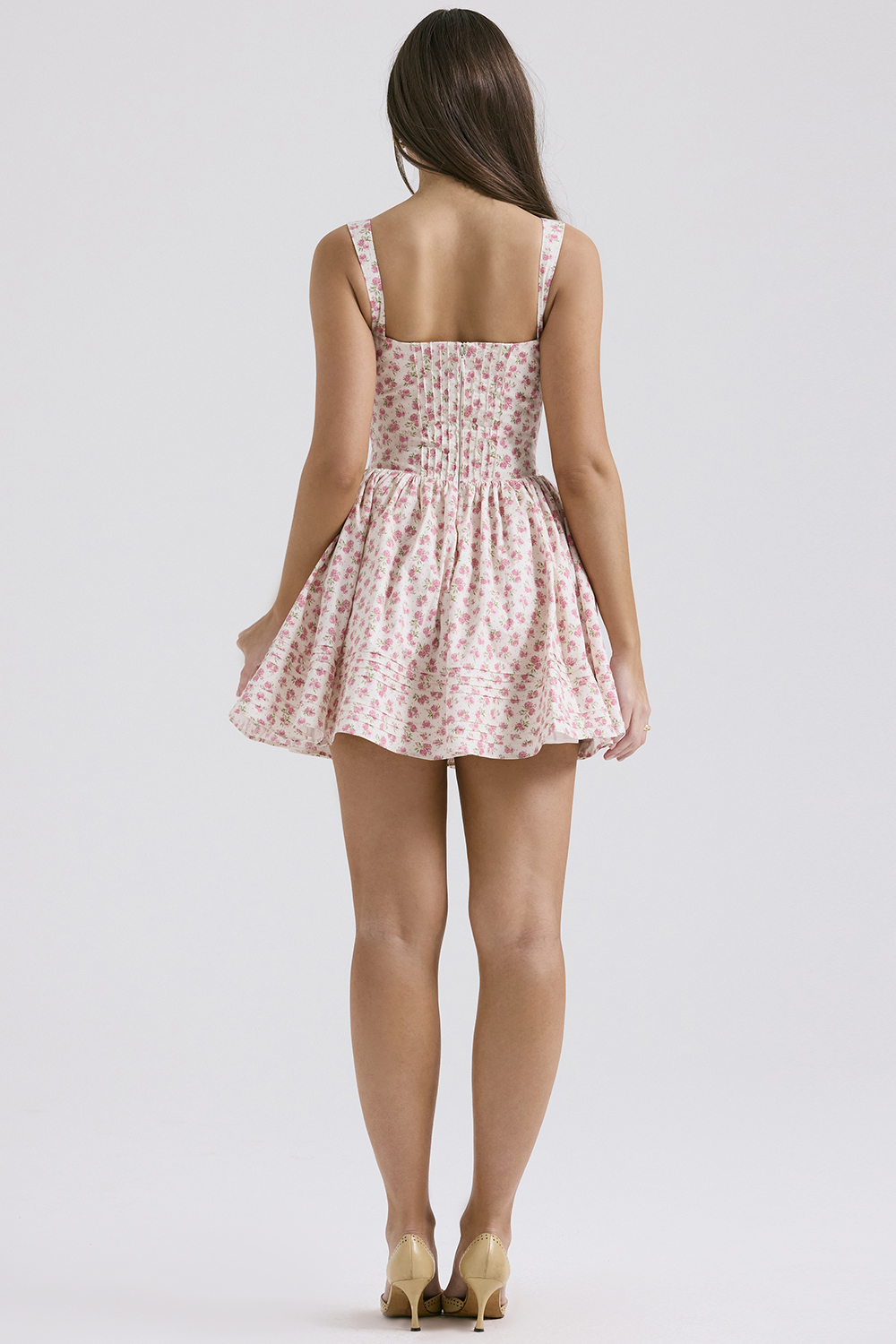 Natassia White Rosebud Print Cotton Mini Dress - luluinthesky