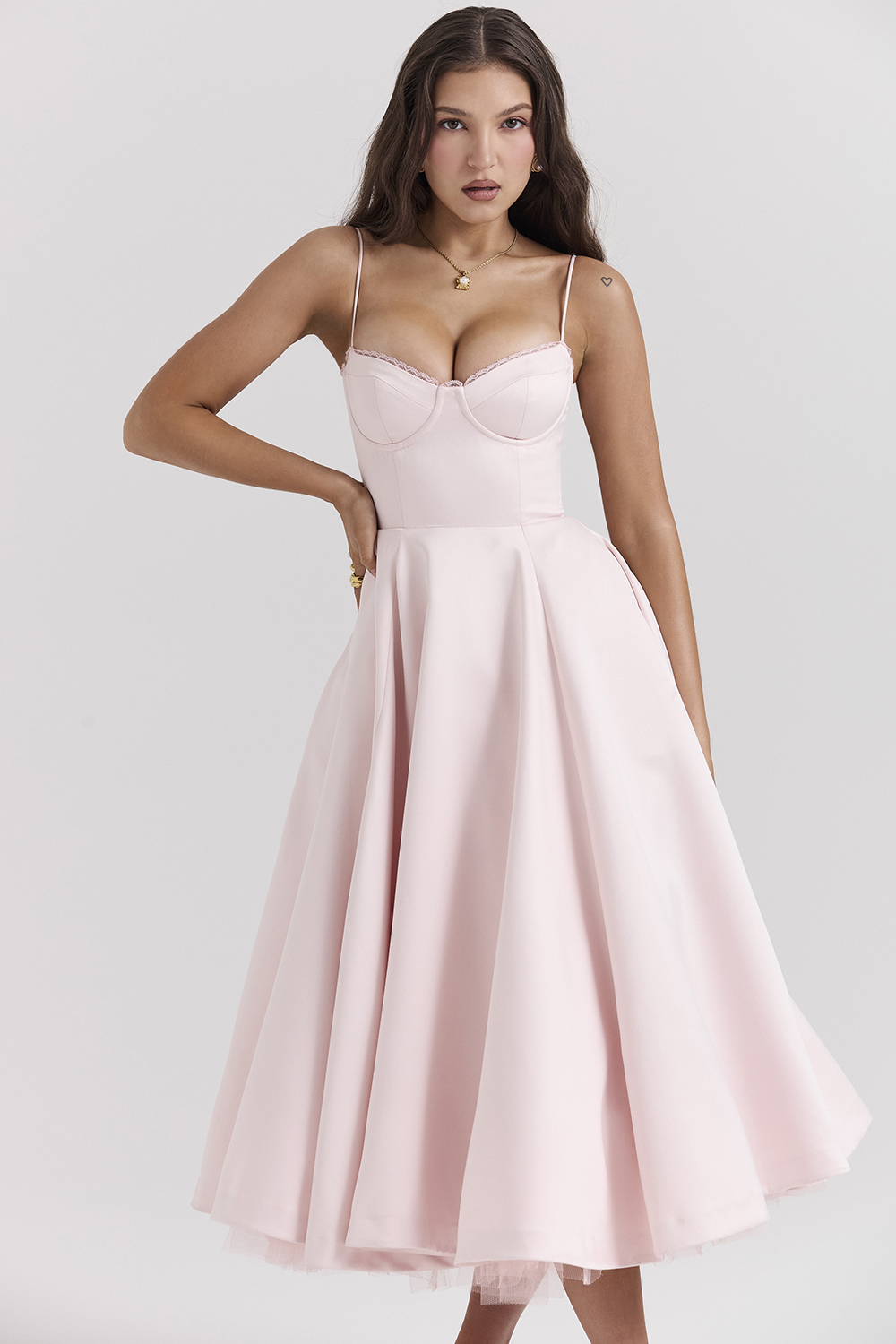 Mademoiselle Ballerina Pink Midi Dress - luluinthesky
