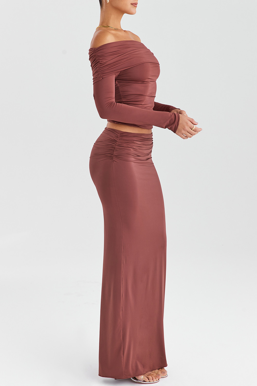 Mistress Rocks Coffee Gathered Maxi Skirt - SALE - luluinthesky