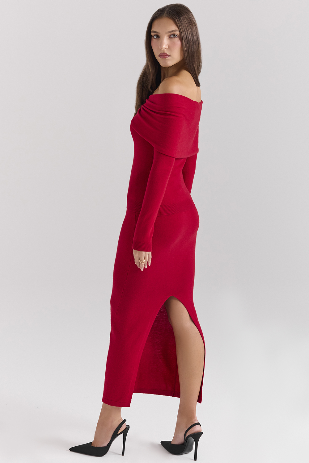 Faith Holly Red Cashmere Blend Midi Skirt - luluinthesky
