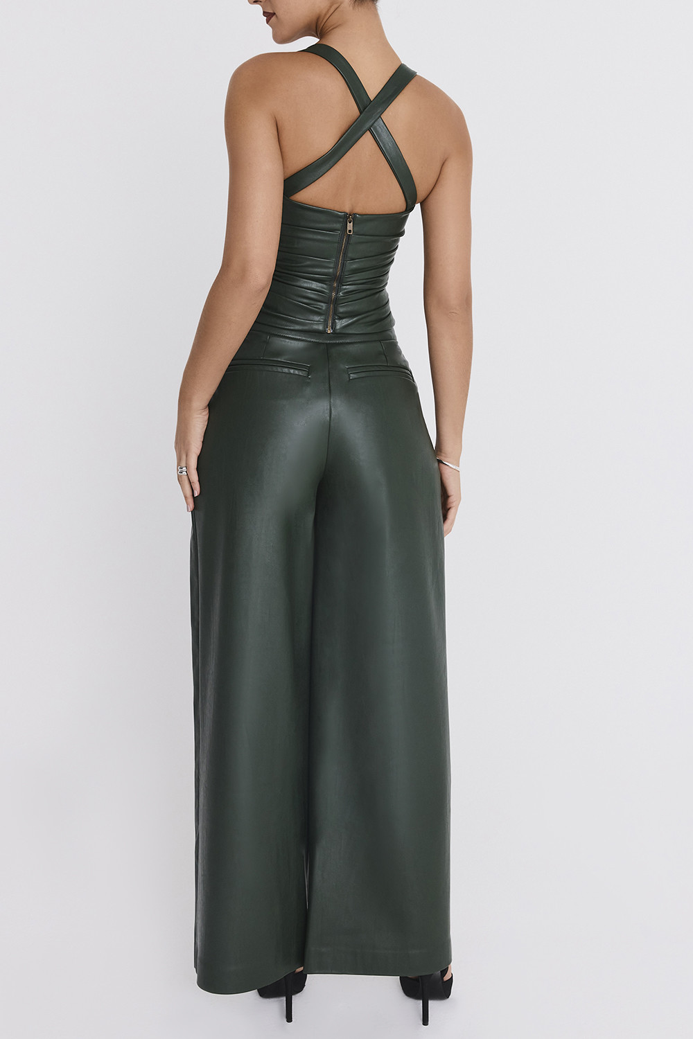 Mistress Rocks Evergreen Vegan Leather Darted Trousers - SALE - luluinthesky