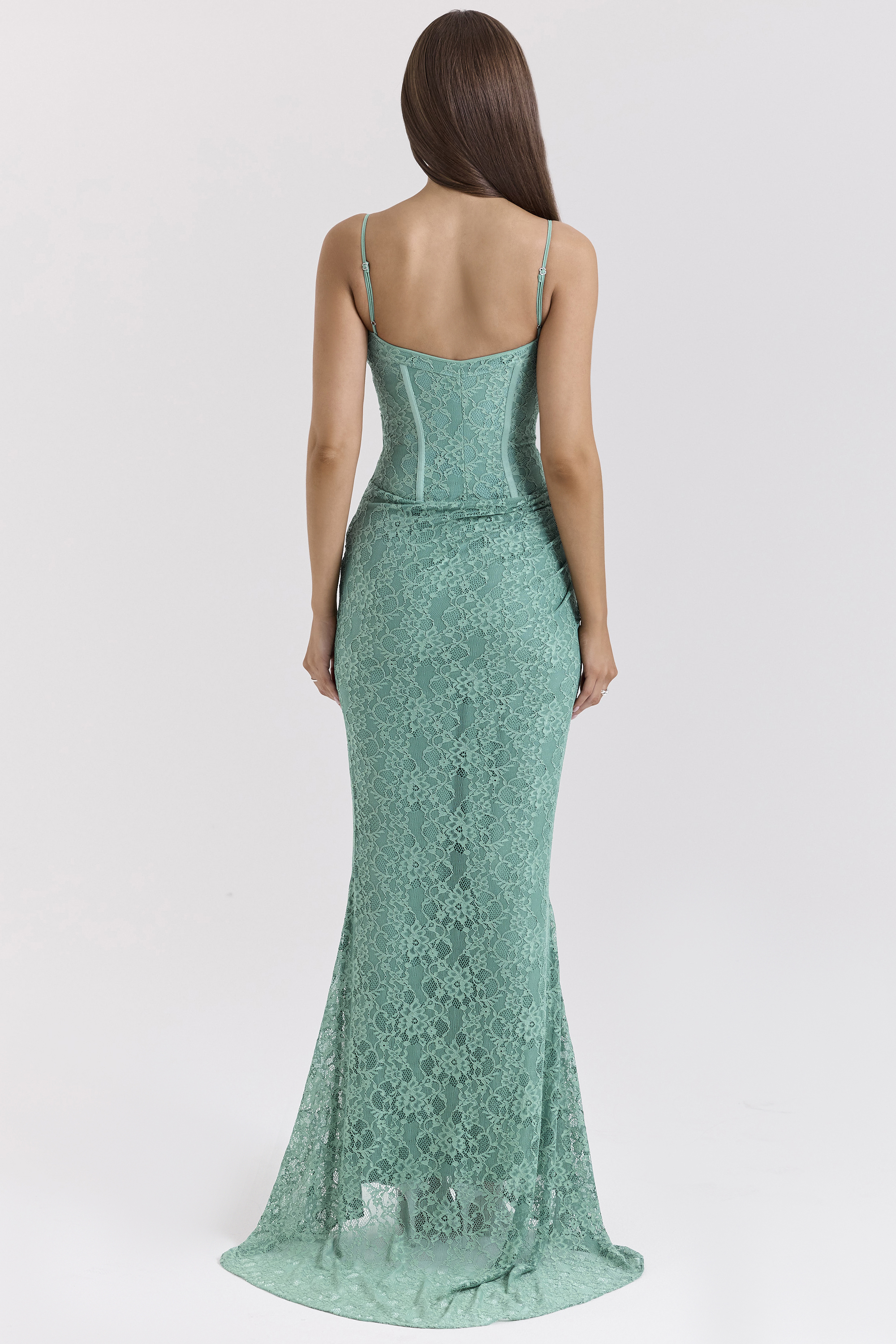 Antonina Jade Lace Corset Maxi Dress - luluinthesky