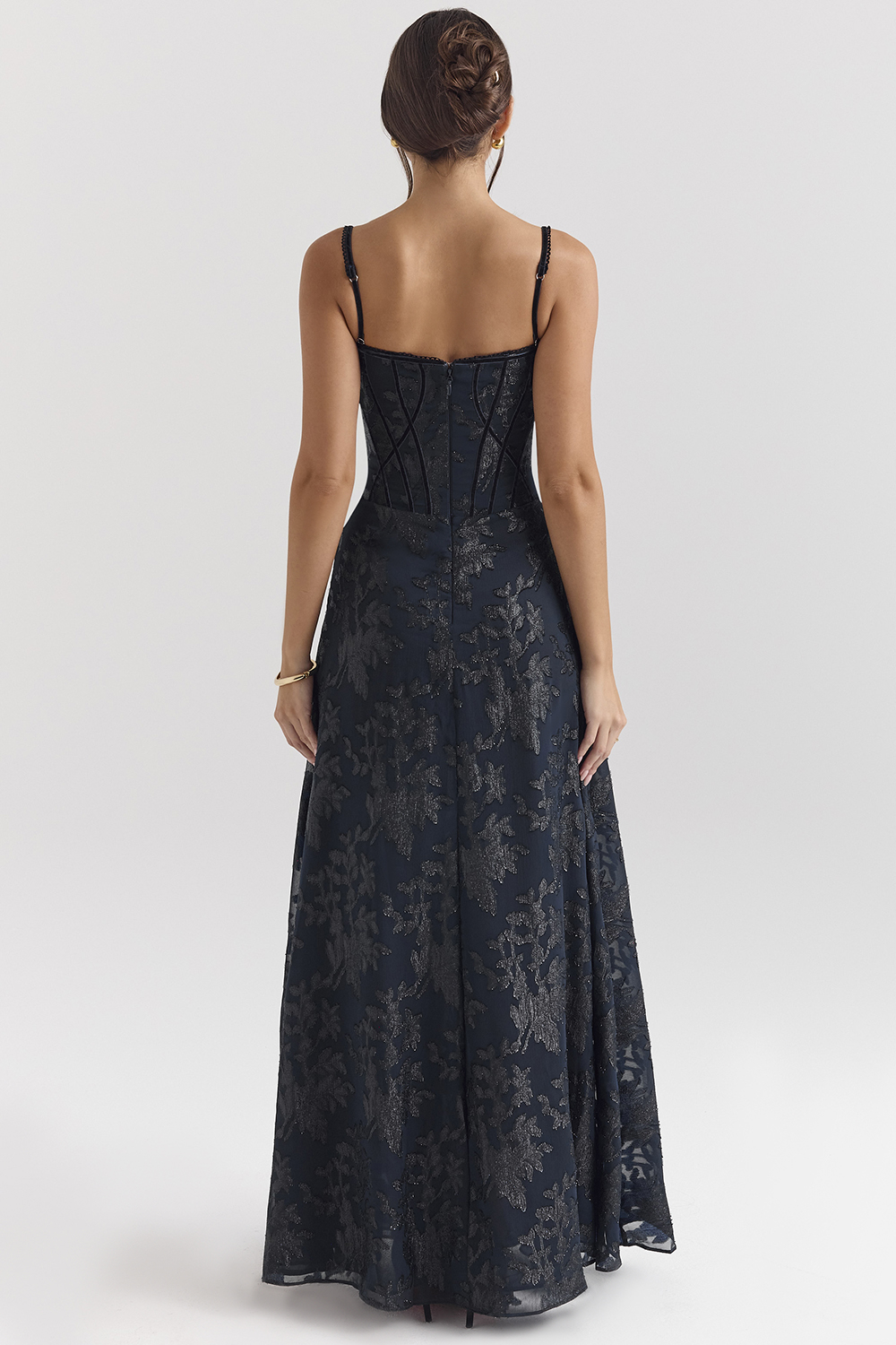 Esme Midnight Blue Lurex Chiffon Maxi Dress - luluinthesky