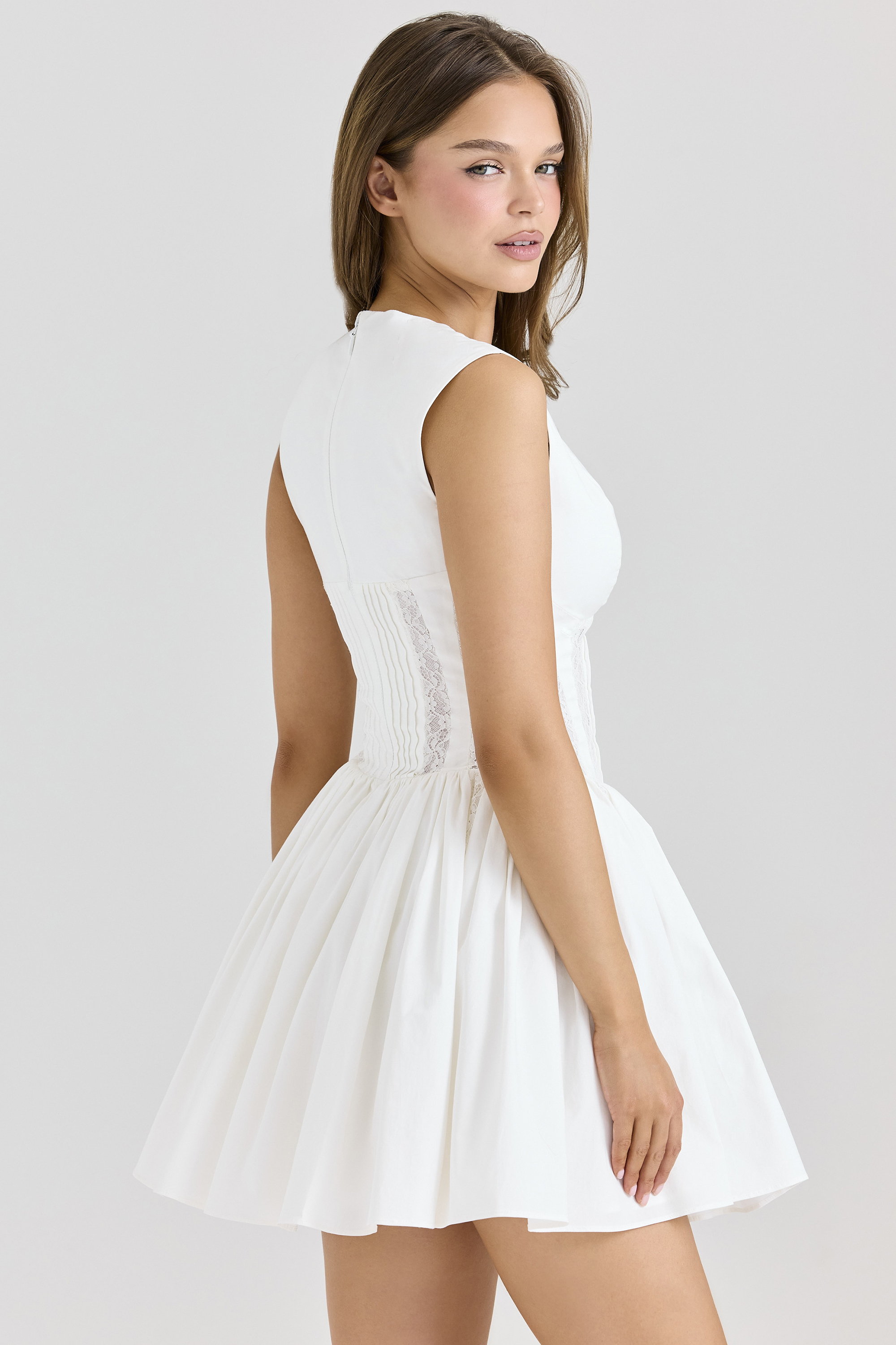 Carmel White Stretch Cotton Mini Dress - luluinthesky