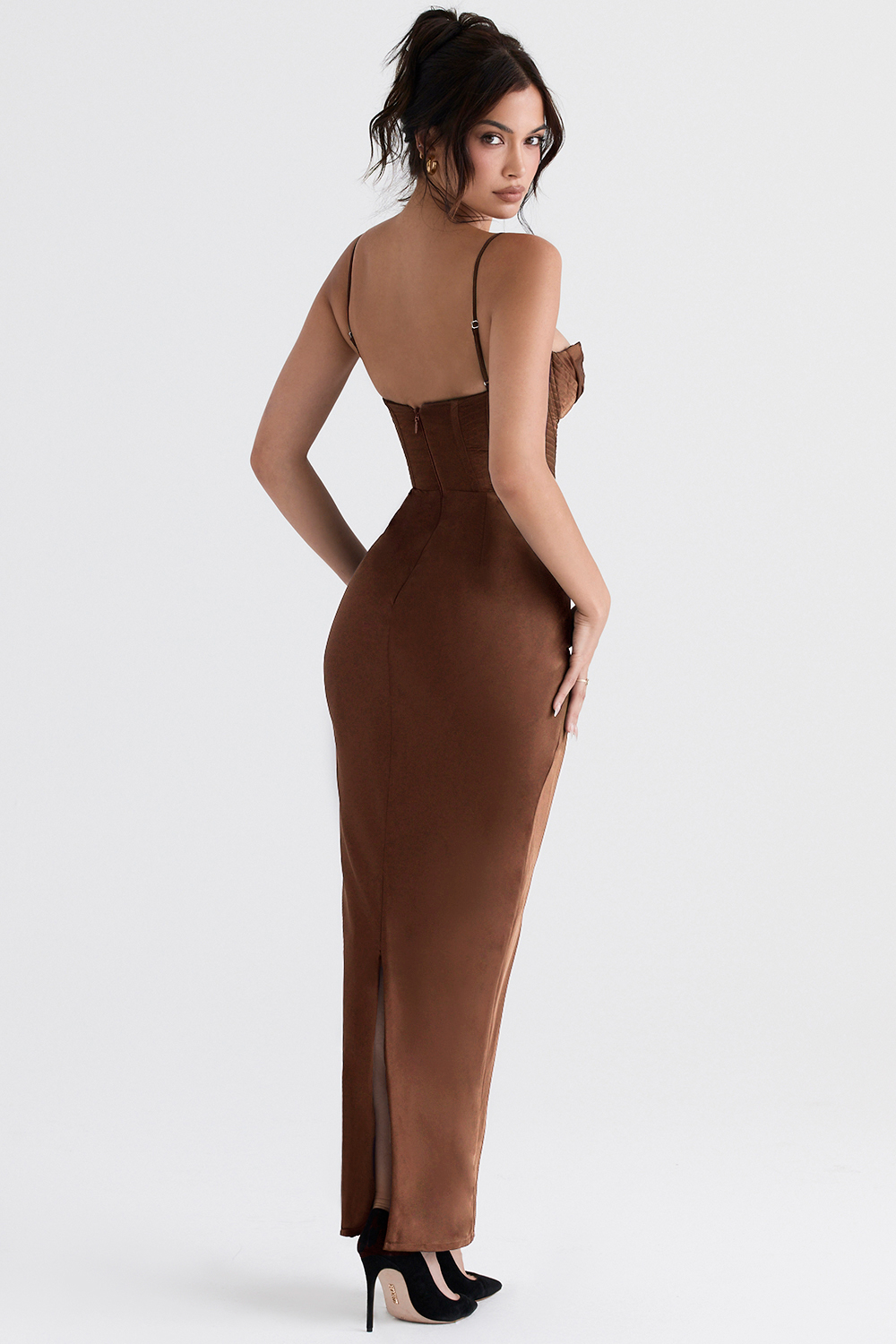 Charmaine Chocolate Corset Maxi Dress - luluinthesky