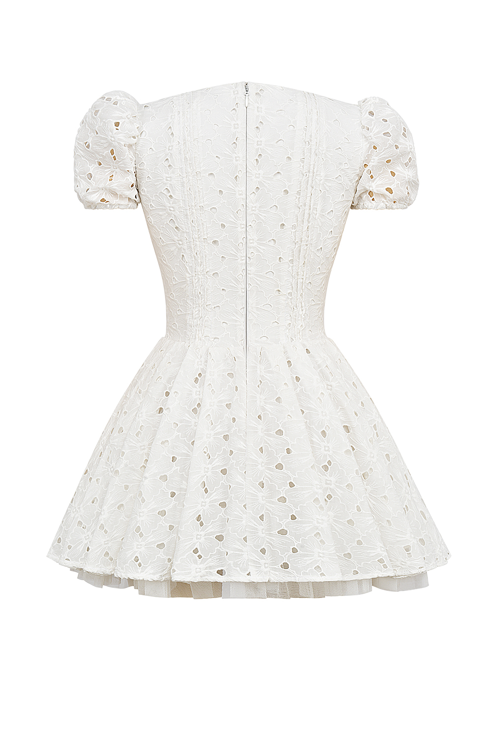 Imani White Pleated Broderie Anglais Mini Dress - luluinthesky
