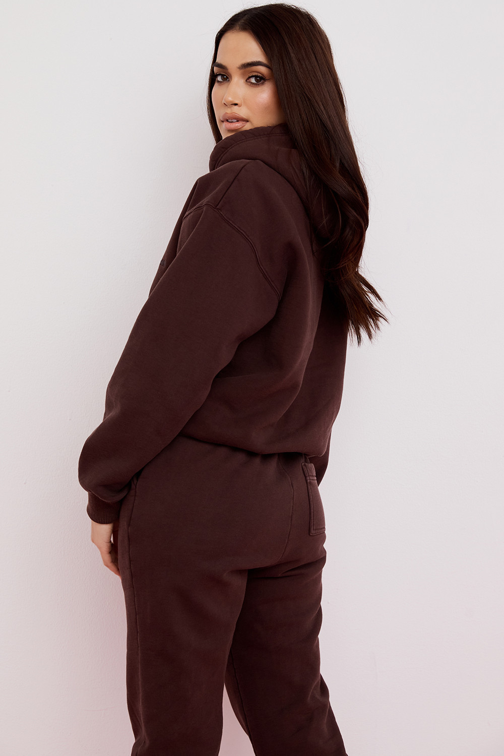 Halo Chocolate Cotton Fleece-Back Oversized Hoodie - luluinthesky