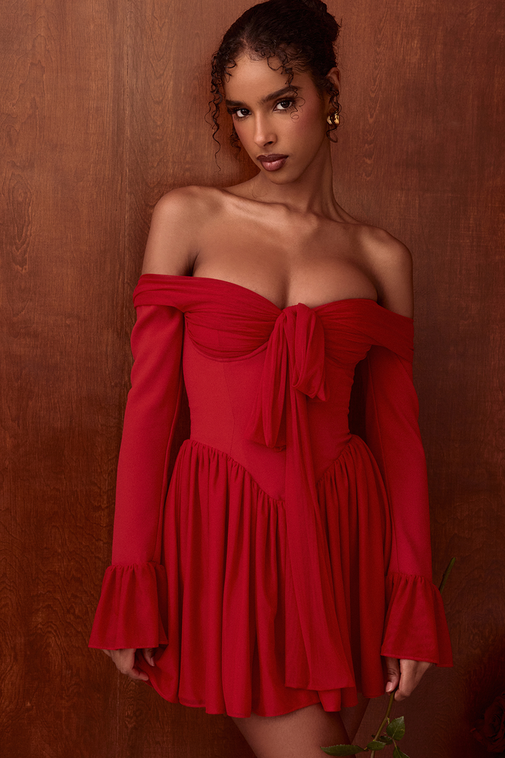 Alana Scarlet Off Shoulder Dress - luluinthesky