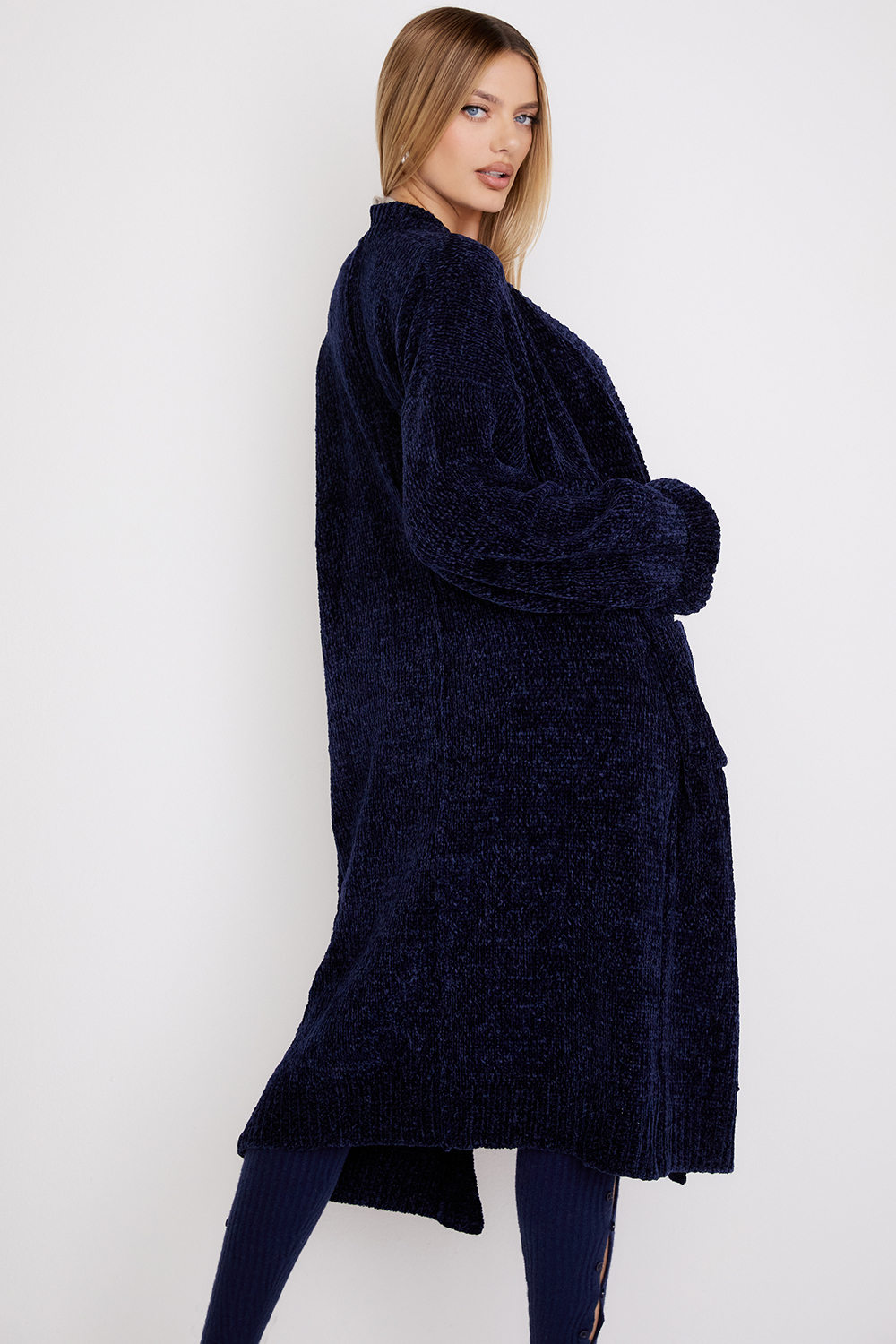 Celine Navy Chenille Slouchy Cardigan - SALE - luluinthesky