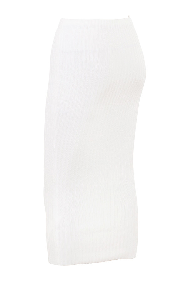 SkylineMistress Rocks  White Ribbed Bandage Midi Skirt - SALE - luluinthesky