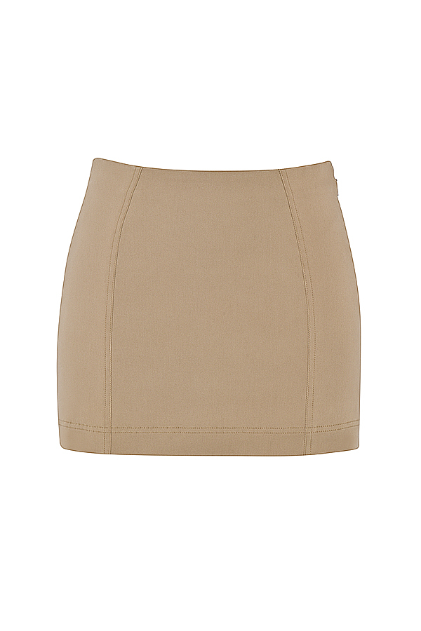 Nisha Beige Sculpting Mini Skirt - luluinthesky