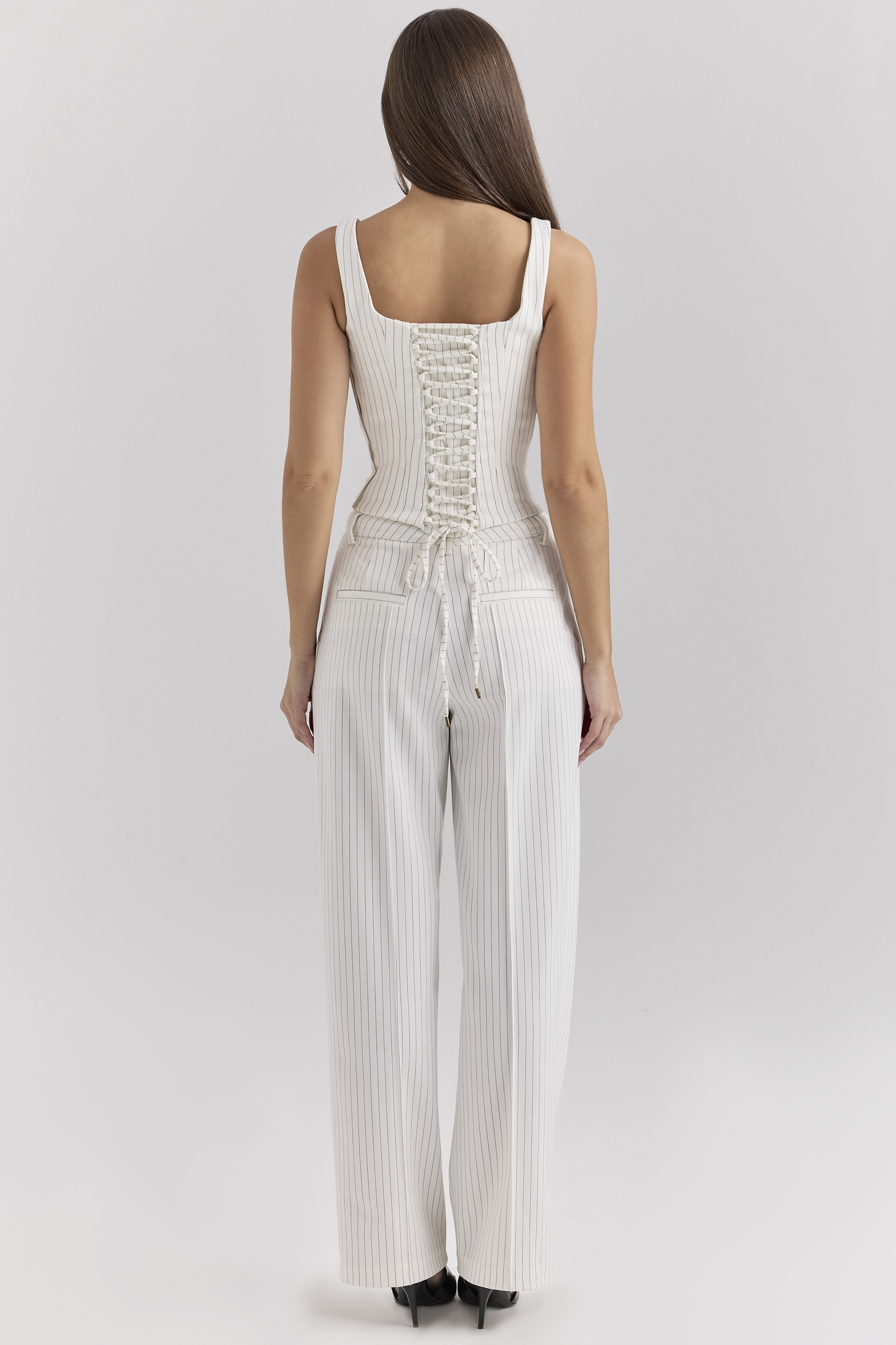 Hayden White Pinstripe High Waist Tailored Trousers - luluinthesky