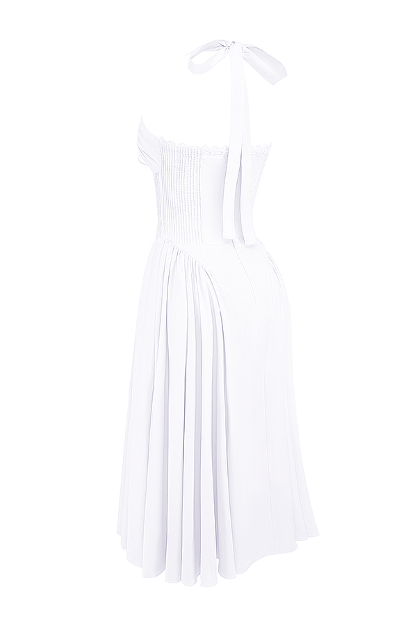 Adabella White Cotton Halter Sundress - luluinthesky