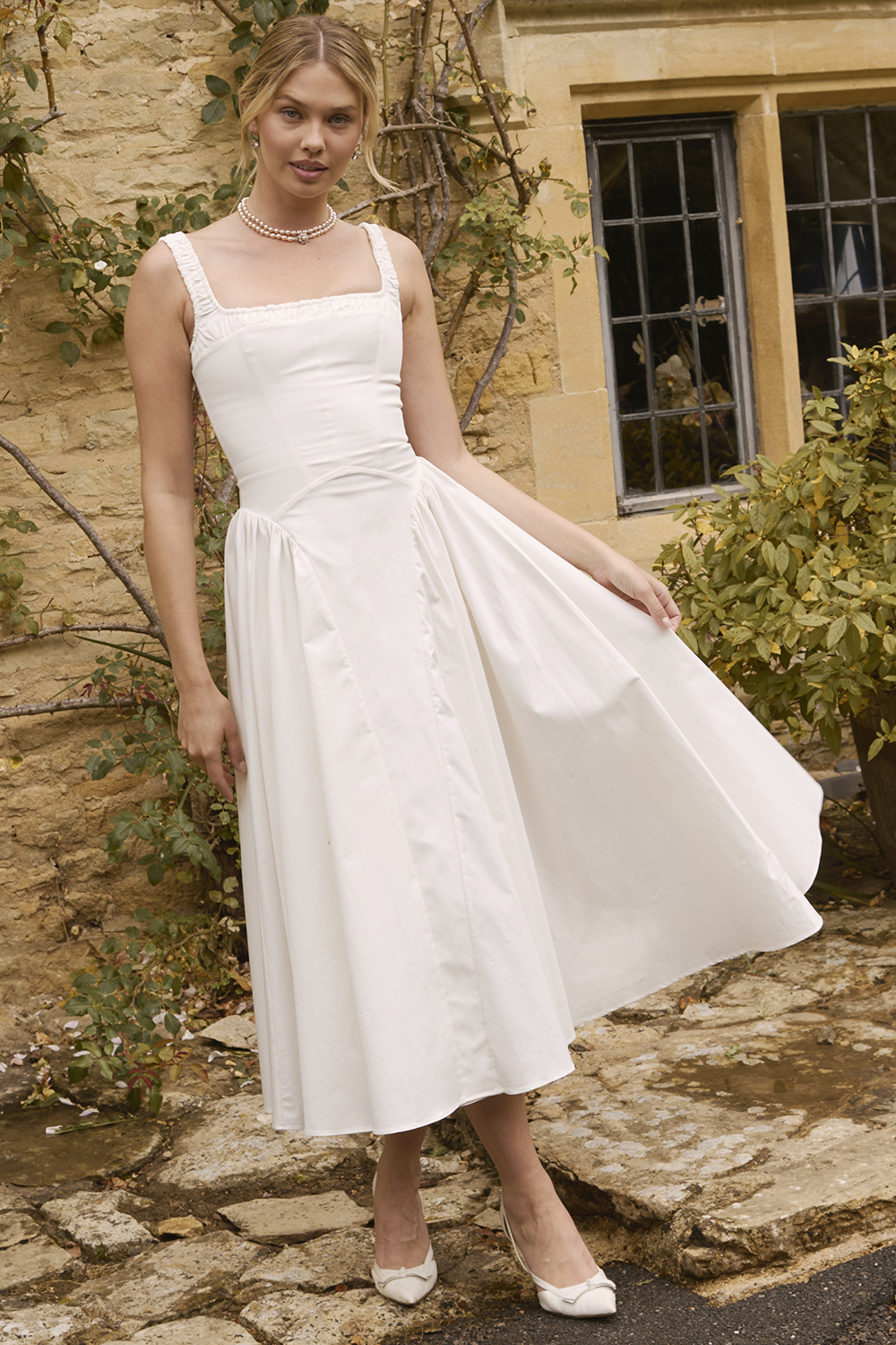 Dorothy White Cotton Midi Sundress - luluinthesky