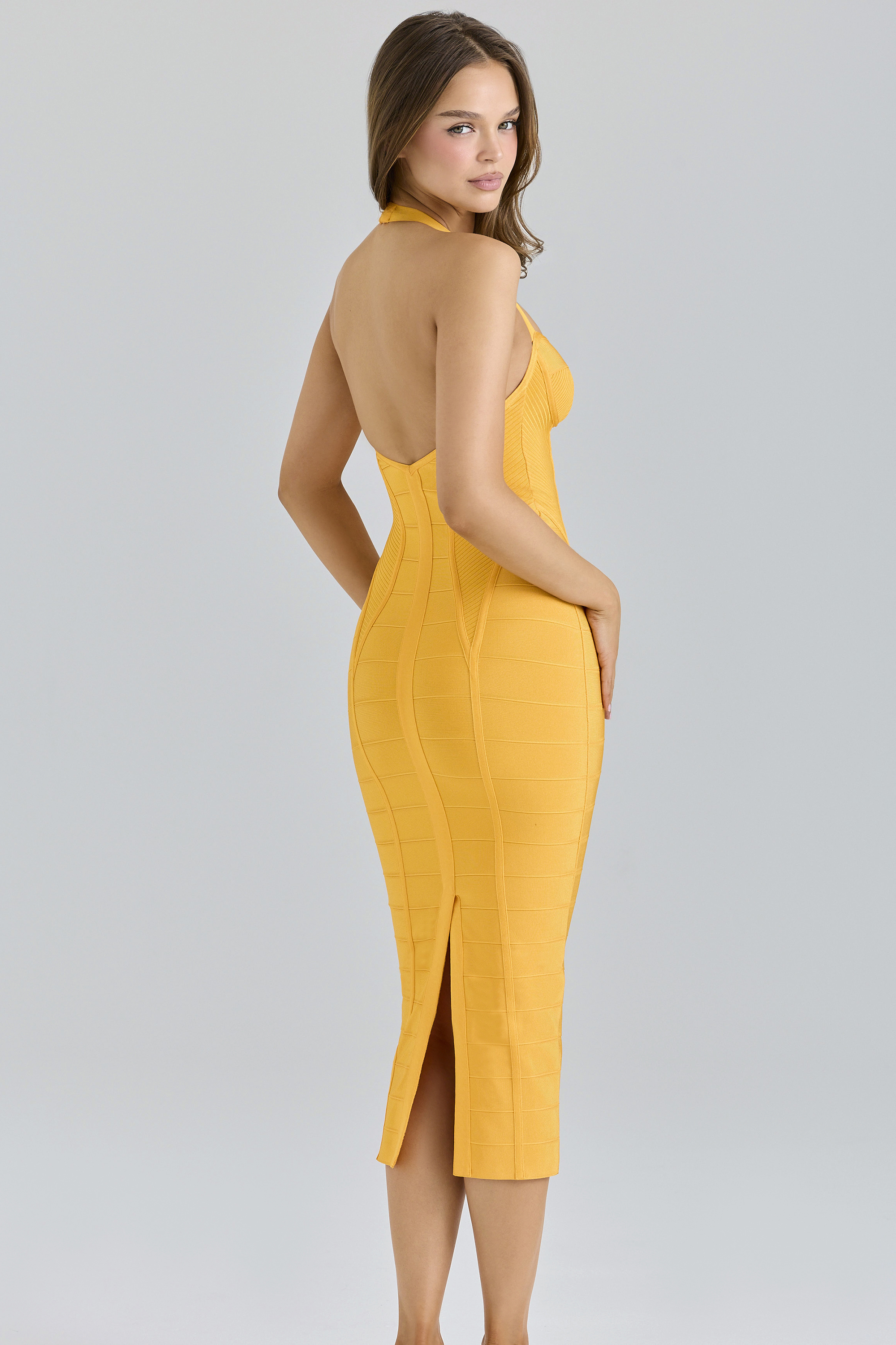 The Sculpt Orange Sherbet Midi Bandage Dress - luluinthesky