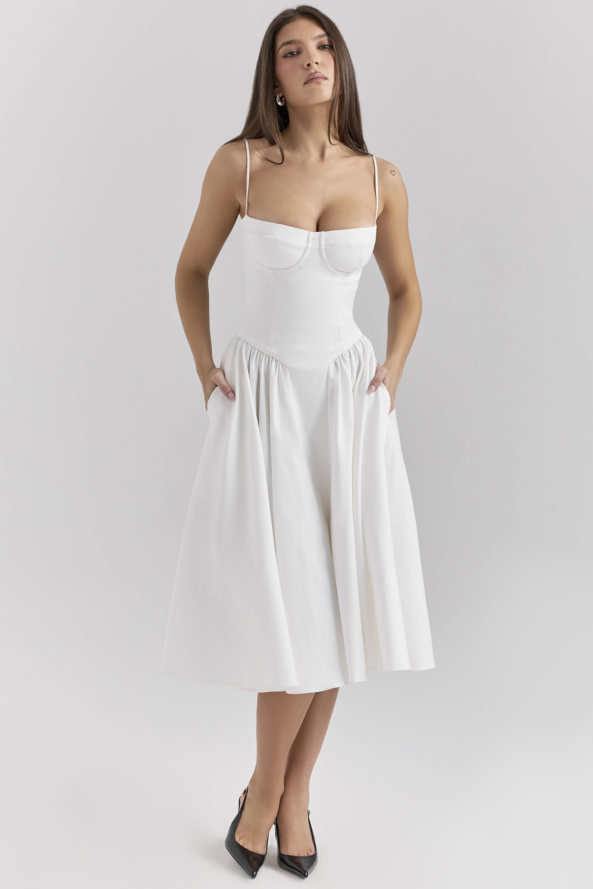 Samaria White Corset Midi Dress - luluinthesky