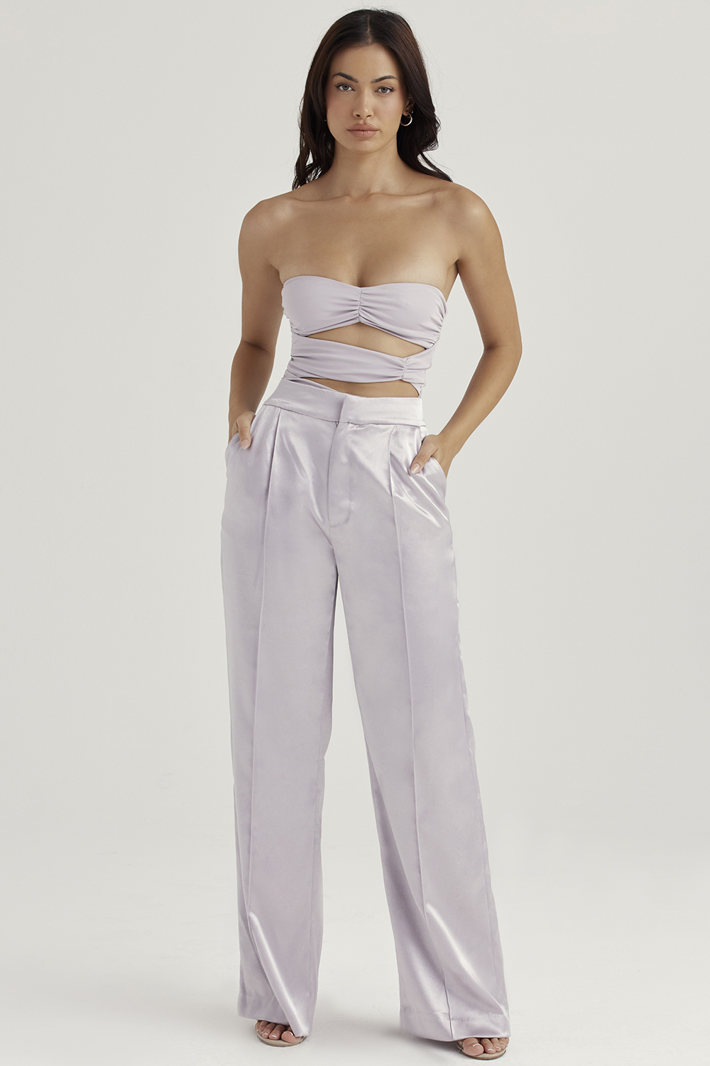 Alivia Grey Satin Trousers - luluinthesky