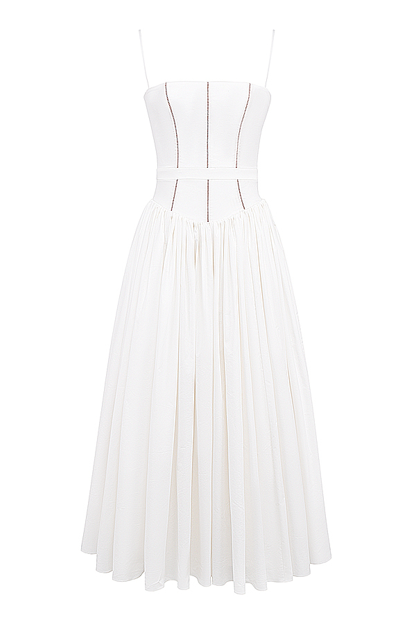 Ysabella White Cotton Maxi Sundress - luluinthesky