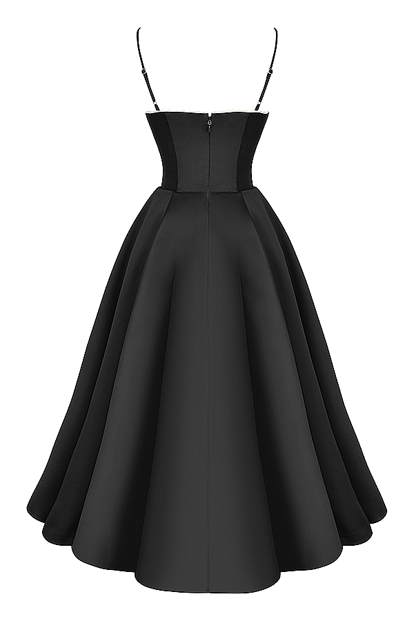 Mademoiselle Black Tulle Midi Dress - luluinthesky