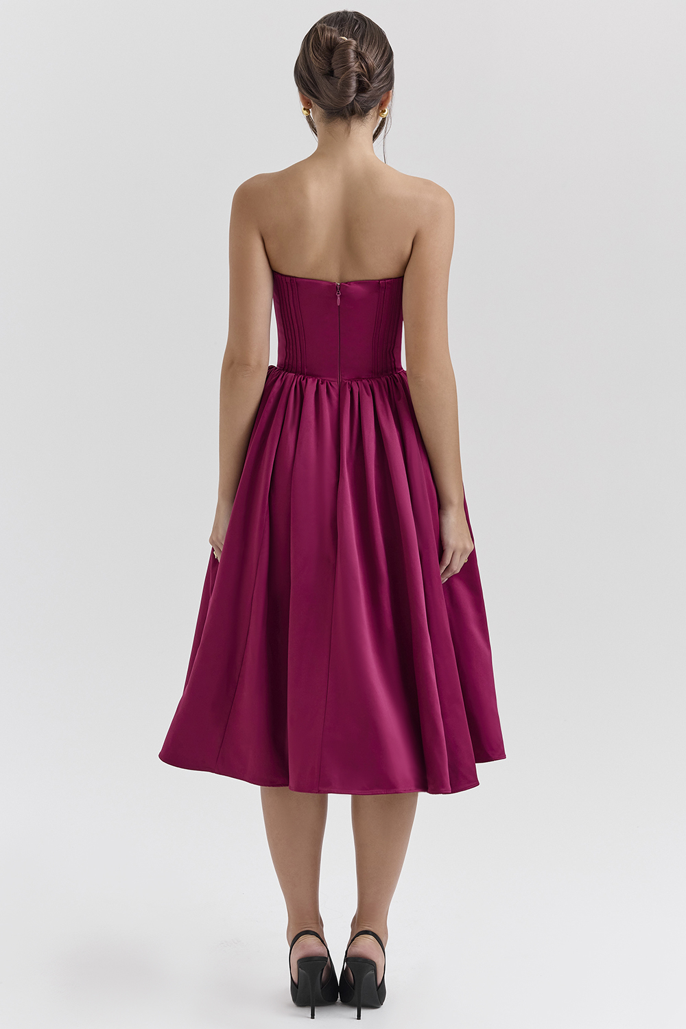 Coco Burgundy Satin Tulle Midi Dress - SALE - luluinthesky