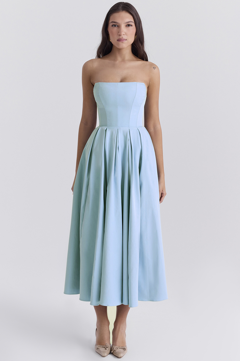 Audrey Tuscan Blue Strapless Midi Sundress - luluinthesky
