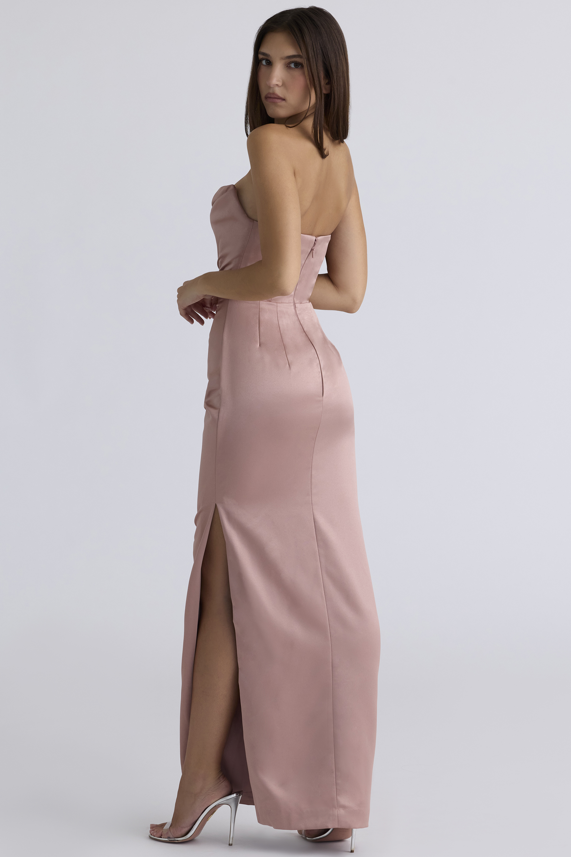 Adrienne Blush Satin Strapless Gown - luluinthesky