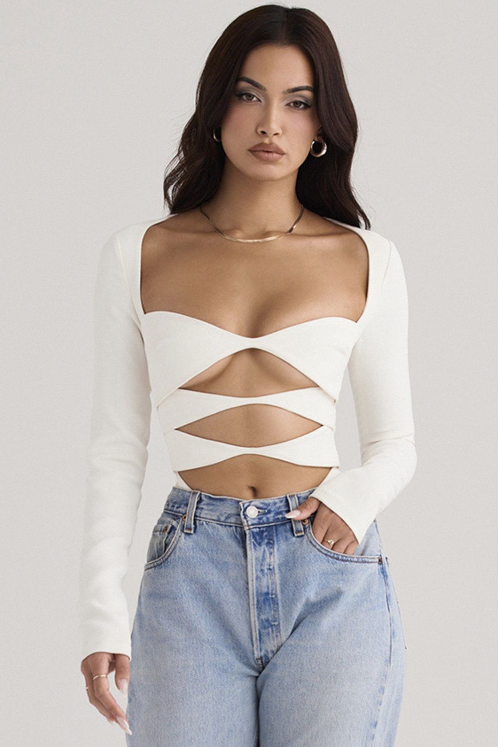 Danica White Cutout Bodysuit - luluinthesky