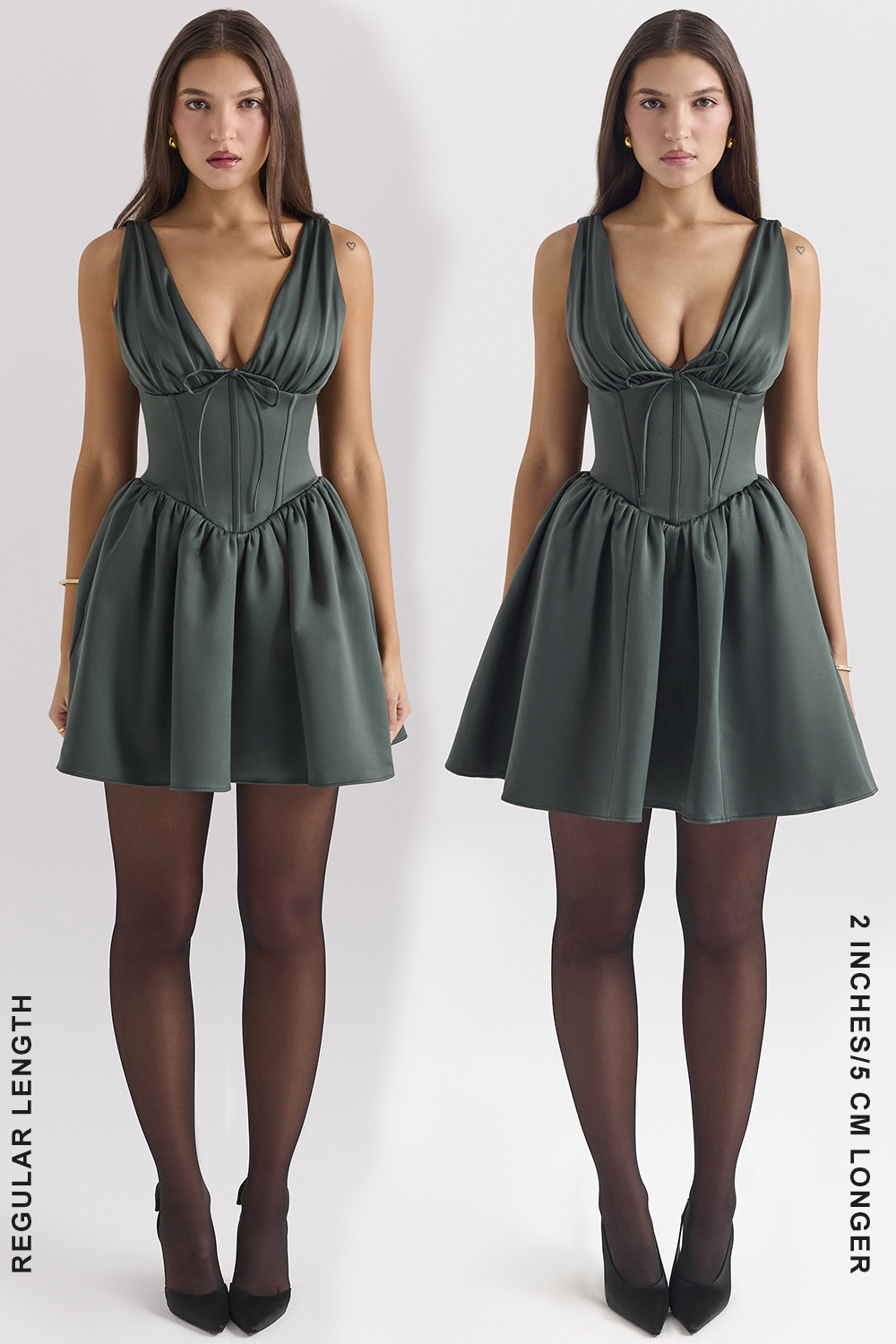 Emmeliette Forest Green Satin Mini Dress - luluinthesky