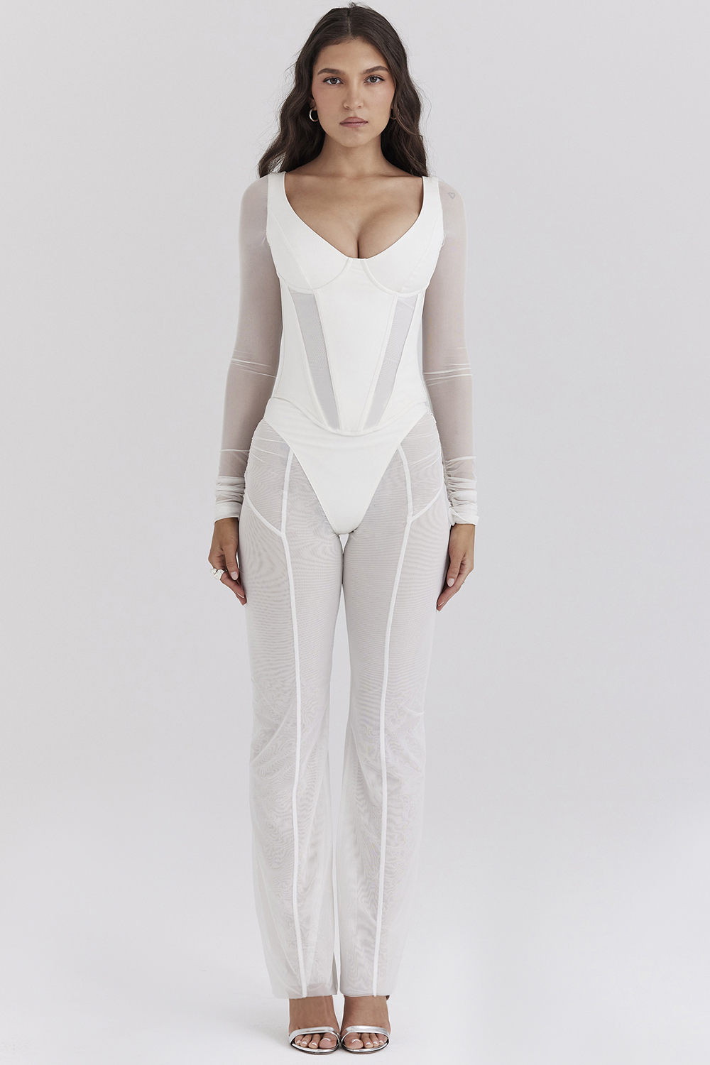 Avalon White Mesh High Waist Trousers - luluinthesky
