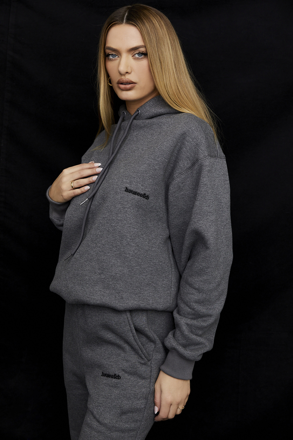 Halo Dark Grey Cotton Fleece-Back Oversized Hoodie - luluinthesky